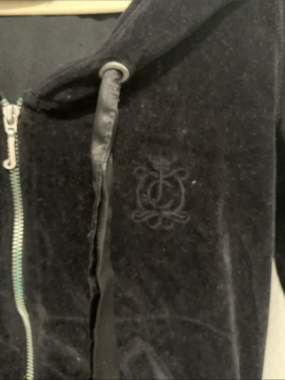 Juicy Couture Velvet Zip-Up Hoodie Jacket in Black - Picture 4 of 9